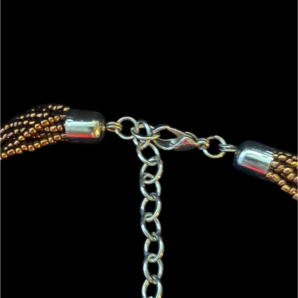 🕸️Vintage Rustic Boho Charm Multistrand Beaded Necklace W/ Glass Artisan Pendant - Picture 4 of 6